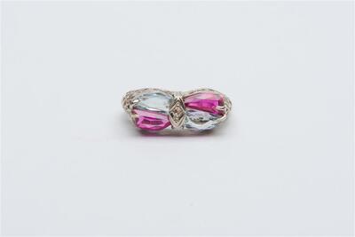 additional images for 18K Wh. Gold, Aquamarine & Tourmaline Ring